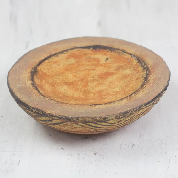 Ceramic catchall, 'Brown Ewe Agbah'