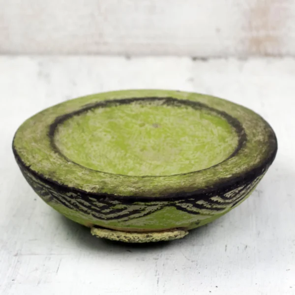 Ceramic catchall, 'Green Ewe Agbah'