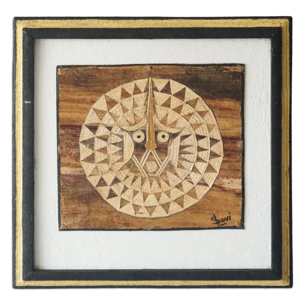 Natural fiber wall art, 'African Monkey Mask I'
