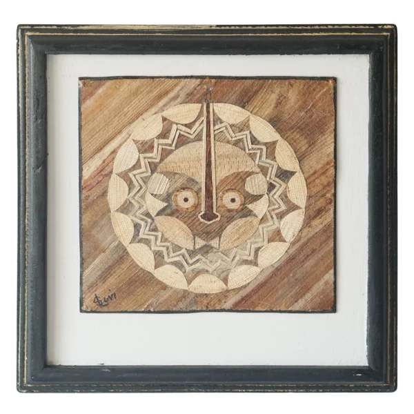 Natural fiber wall art, 'Lunar Mask'