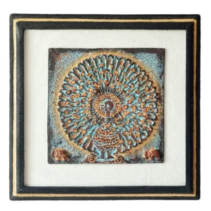 Quarry dust wall art, 'Peacock Nature'