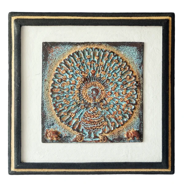 Quarry dust wall art, 'Peacock Nature'